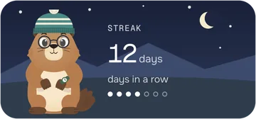 Medium widget at night: a 12-day streak, days in a row.